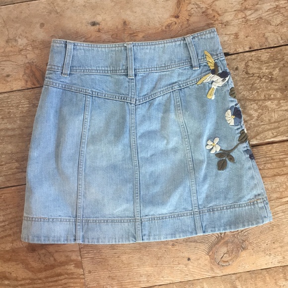 Free People embroidered button front denim mini skirt - Picture 4 of 7